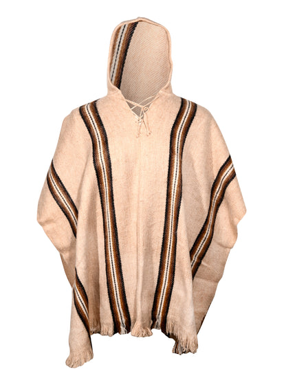 Bolivian "Illimani" Poncho with Hood | txp0117-M-Tan