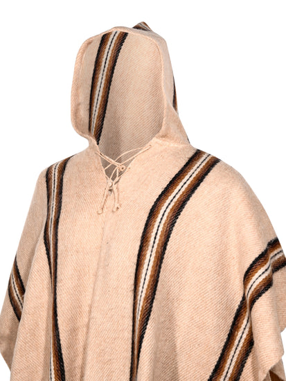 Bolivian "Illimani" Poncho with Hood | txp0117-M-Tan