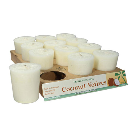 Fragrance-Free Eco Coconut Oil Votive Candles - Dozen Pack