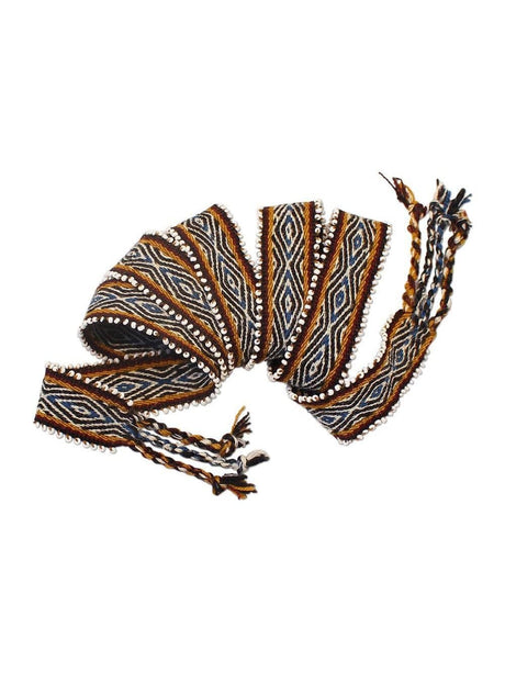 Watana Ties Black-Blue Watana Tie w/Beaded Trim