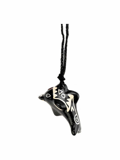 Whistles on Cord Black Singing Dolphin Clay Whistle on Cord