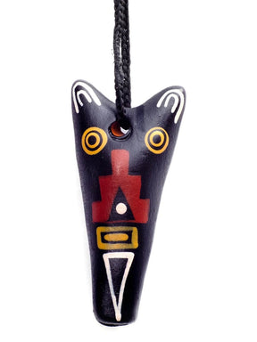 Whistles on Cord Black Singing Jaguar Clay Whistle on Cord