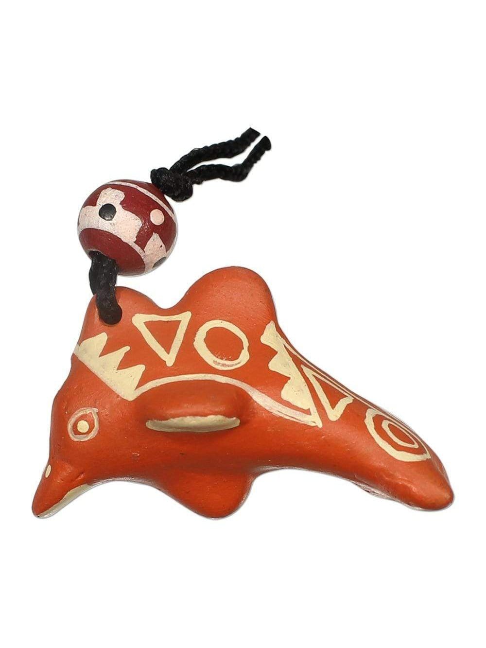 Whistles on Cord Purple Singing Dolphin Clay Whistle on Cord