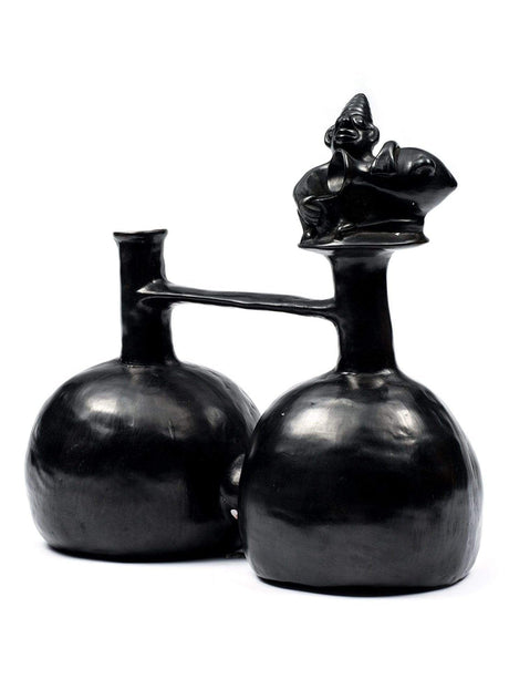 Whistling Vessels Huaco Silbador-Peruvian Water Whistling Vessel - Shaman with Vessel
