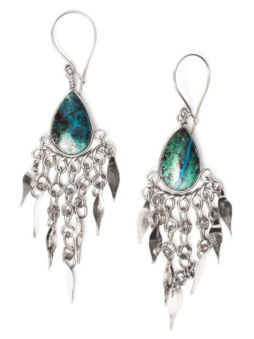 Alpaca Silver Wire Pierced Earrings Peruvian Turquoise