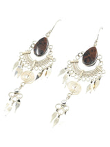 Wire Earrings Brown Jasper Alpaca Silver Stone & Spiral Earrings