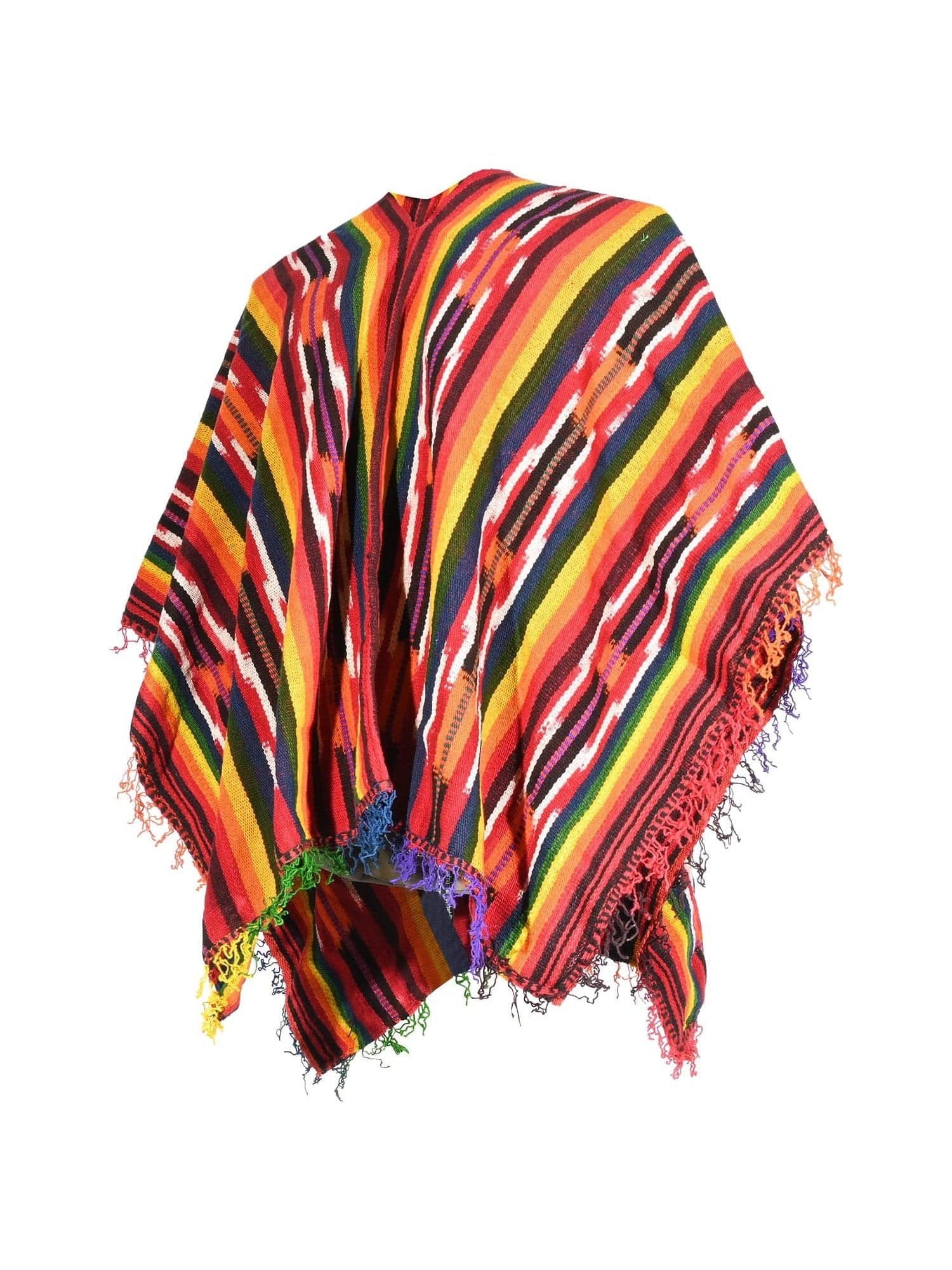 Peruvian Traditional Wool Blend Poncho - Rainbow Chakana | txp0039 ...