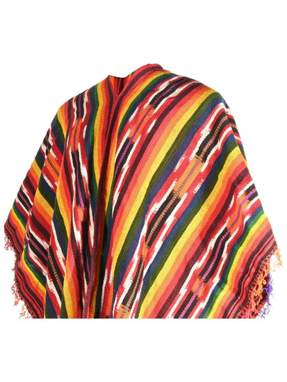 Wool Blend Ponchos Peruvian Traditional Wool Blend Poncho - Rainbow Chakana