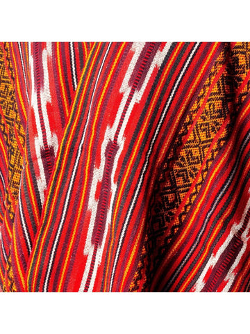 Peruvian Traditional Wool Poncho - Red Chakana