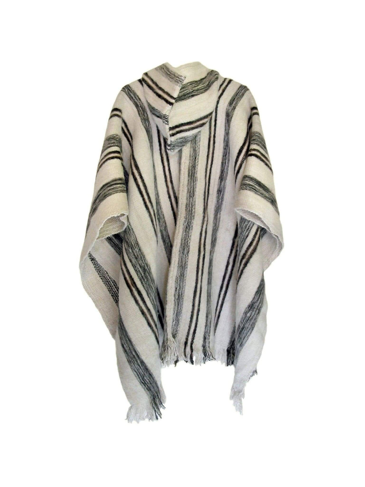 Wool Ponchos Bolivian "Huayna" Striped Poncho with Hood | txp0119-Large