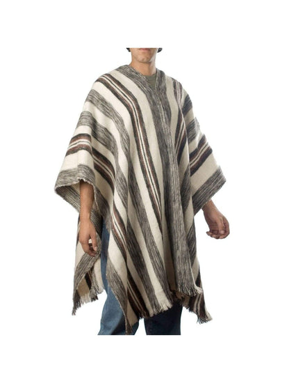 Wool Ponchos Brown Bolivian "Uyuni" Wool Poncho