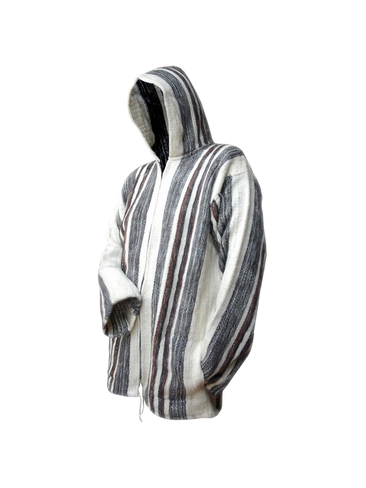 Wool Ponchos Medium Wool Hooded Zip Up Sweater