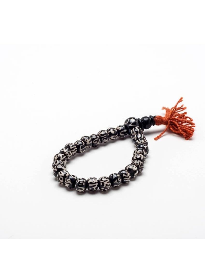 Wrist Malas Om Mani Bone Bead Wrist Mala-Stretchy