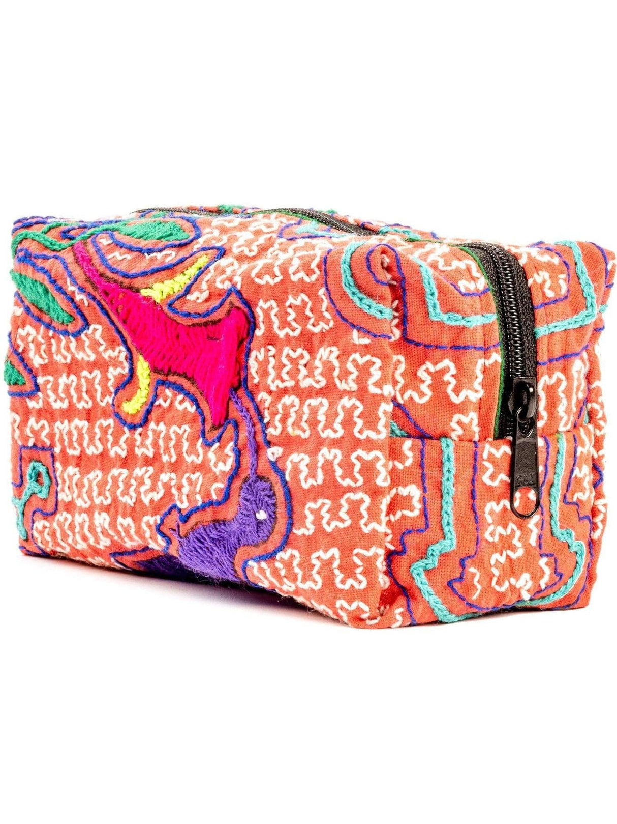Zipper Bags Bird of Paradise Shipibo Embroidered Cube Zipper Pouch